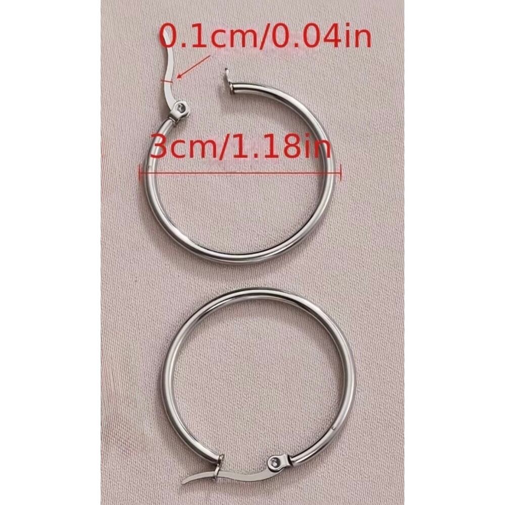 Hoop Earrings 3CM 304 Stainless Steel Earring - Picture 2 of 2